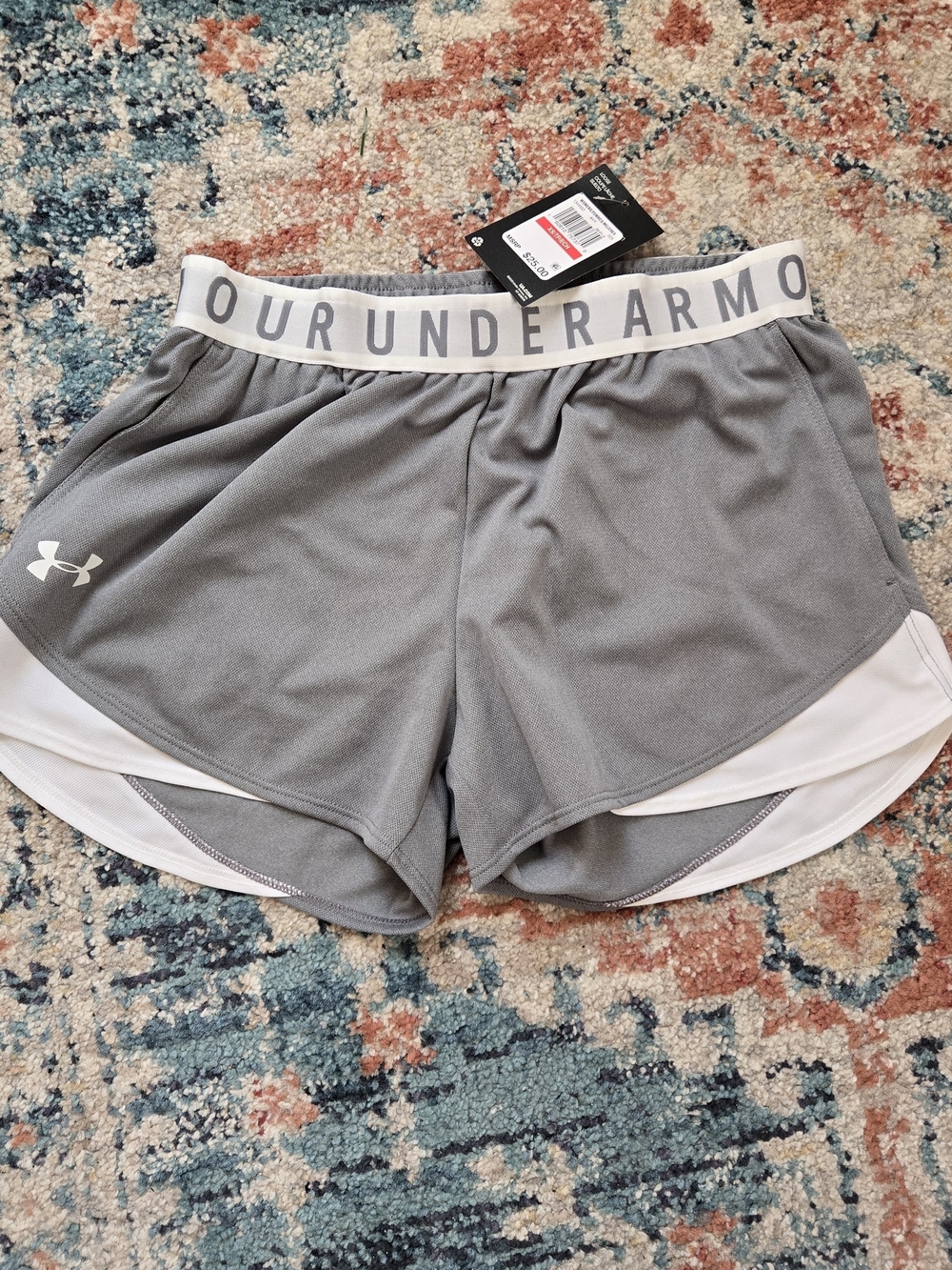 Under Armour Women’s Gray Athletic Shorts with White Waistband